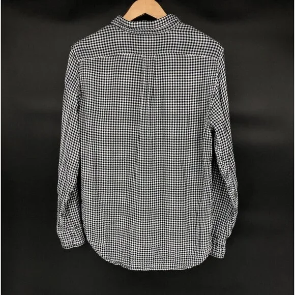 J.Crew Mens Slim Double-Weave Button Up Shirt M Navy White Gingham Cotton Preppy - Picture 2 of 7